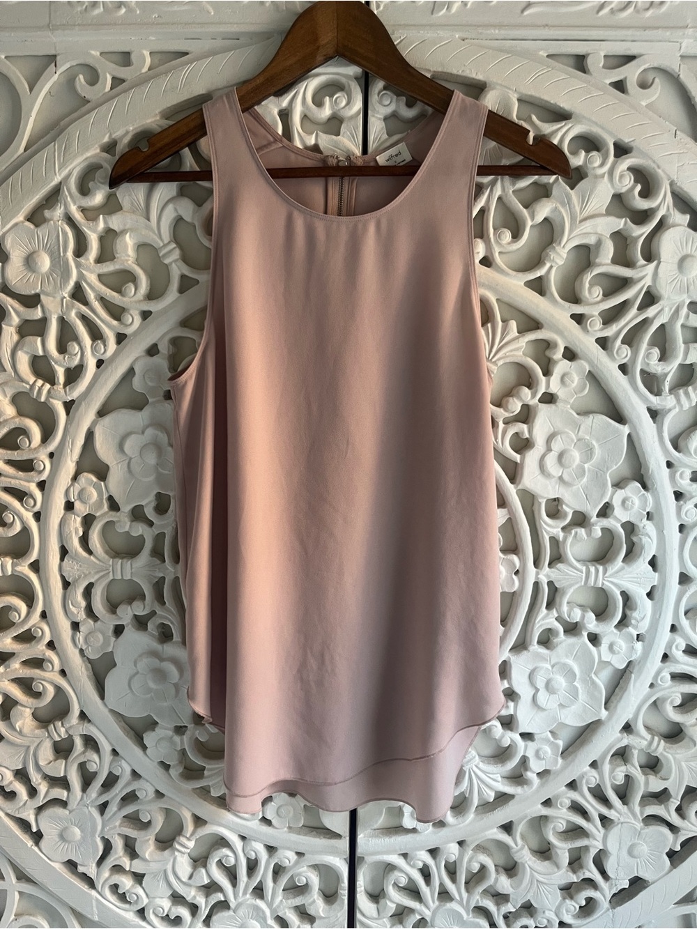 Wilfred Aritzia Sleeveless Blush Pink Zip Back Tank Blouse Size Small